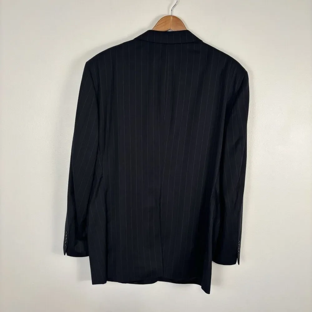 Jos. A. Bank Men's 50 LG Navy Pinstripe 100% Wool Suit Jacket Blazer 2-Button